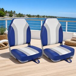 Boat Seats Foldable High Backrest Grey Waterproof Fishing Marine Chair 2 Pack