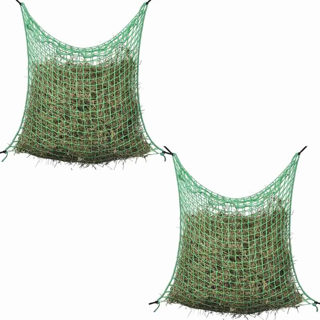 Hay Nets Green Square 0.9x1 m Finely Woven Mesh Slow Eating for Horses and Ponies