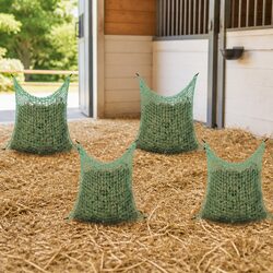 Hay Nets 4 Pieces Square 0.9x1.5 m Green PP Mesh Horse Pony Feeder Set