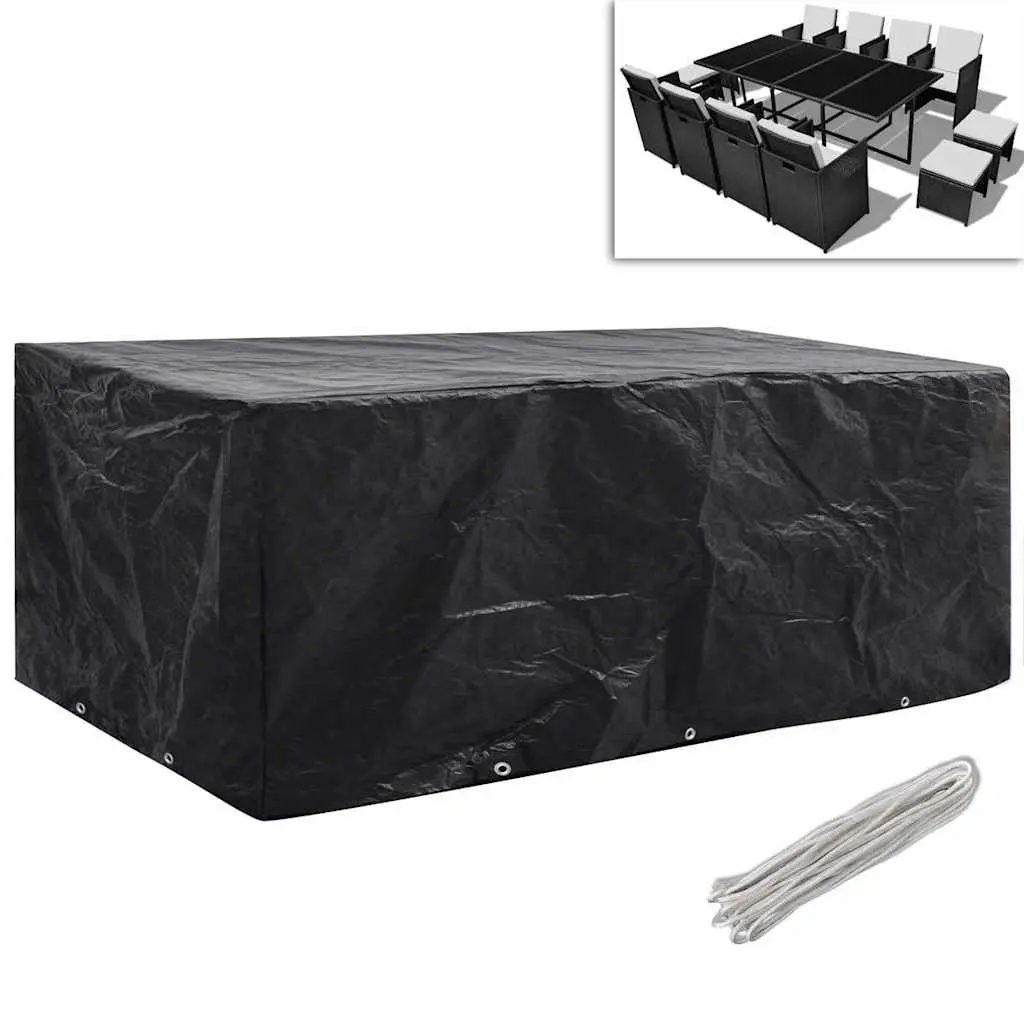 Garden Furniture Covers Black 2 Piece Set 229x113cm Rattan Protection