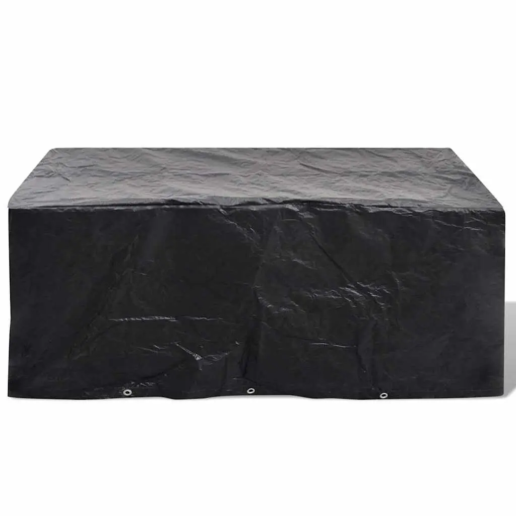 Garden Furniture Covers Black 240x140cm Protective for 6 Person Rattan Set with 10 Eyelets