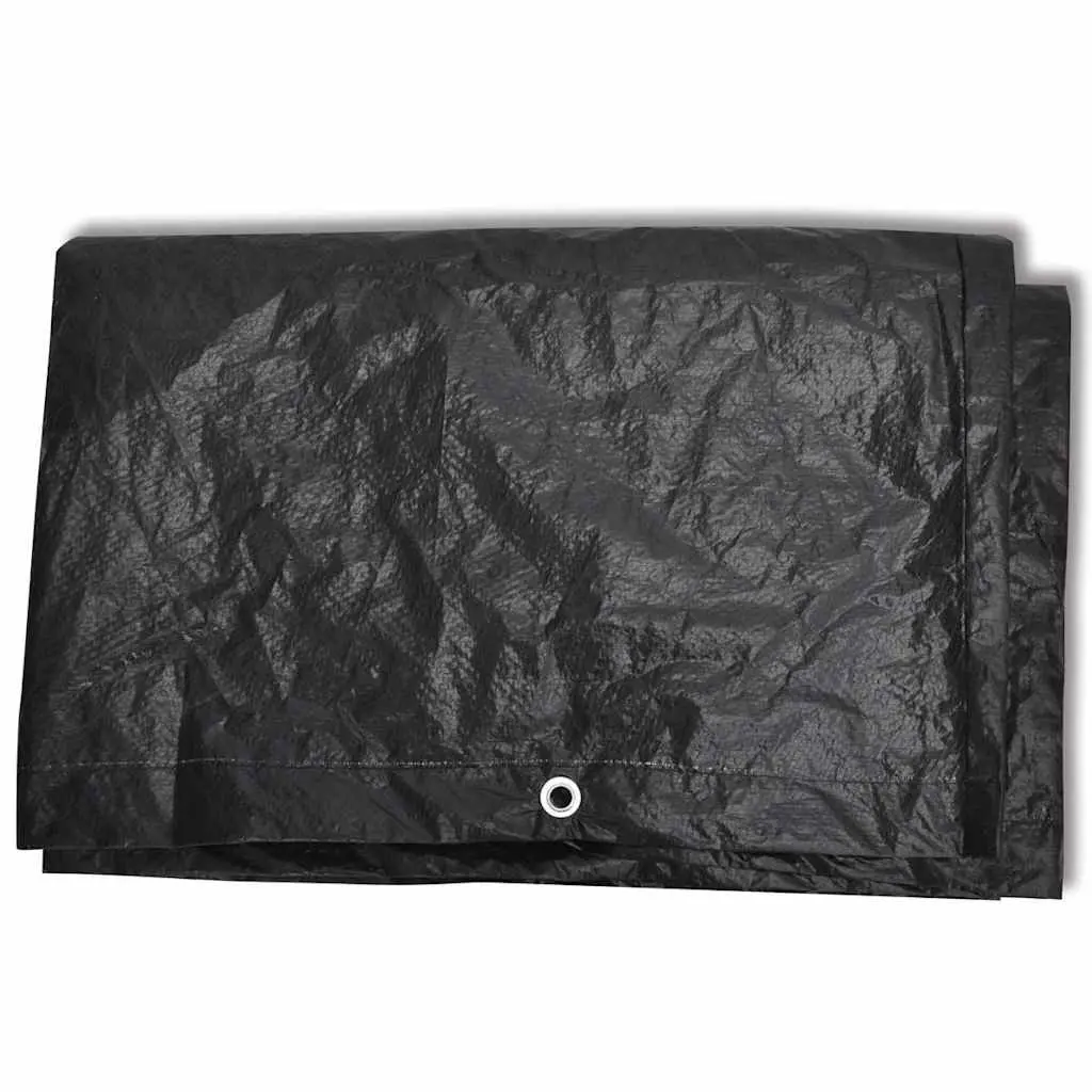 Garden Furniture Covers Black 240x140cm Protective for 6 Person Rattan Set with 10 Eyelets
