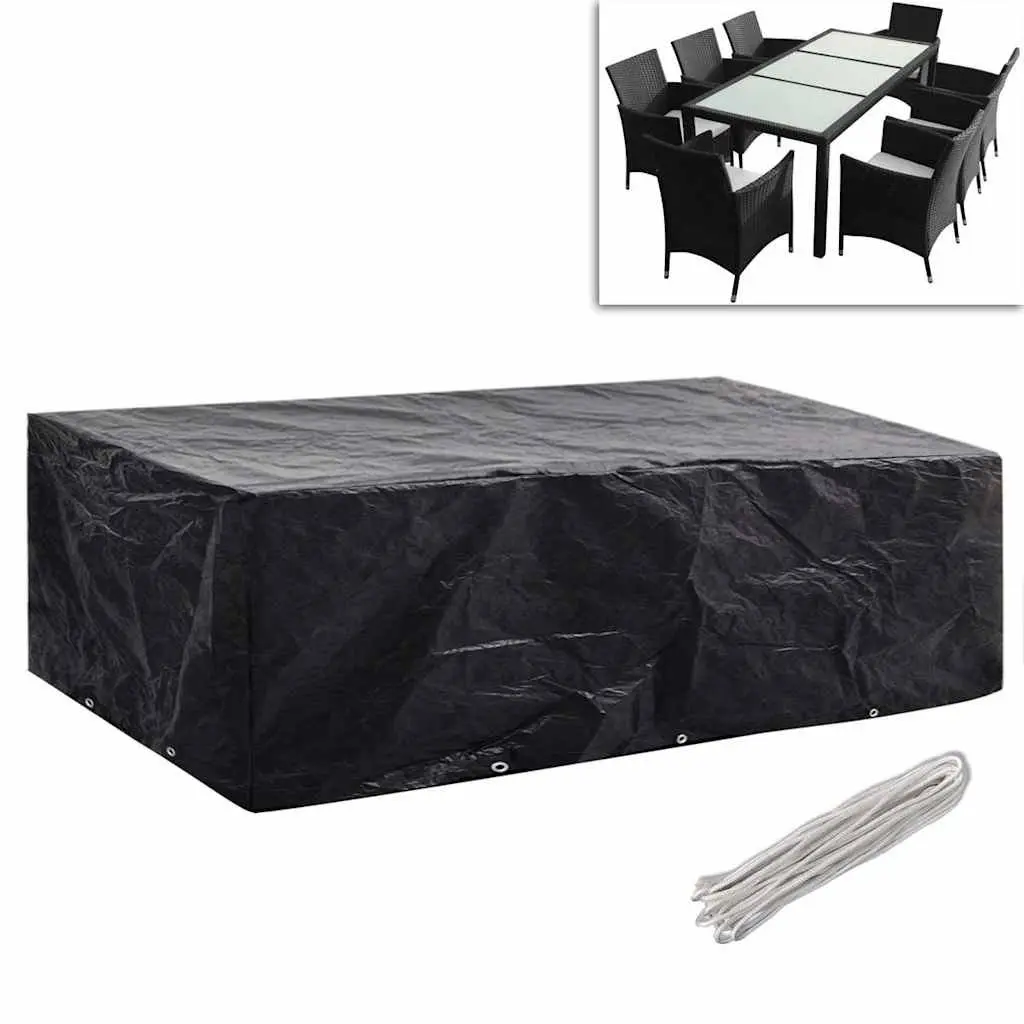 Garden Furniture Cover Black 300 x 140 cm Waterproof UV Resistant 2 Pack