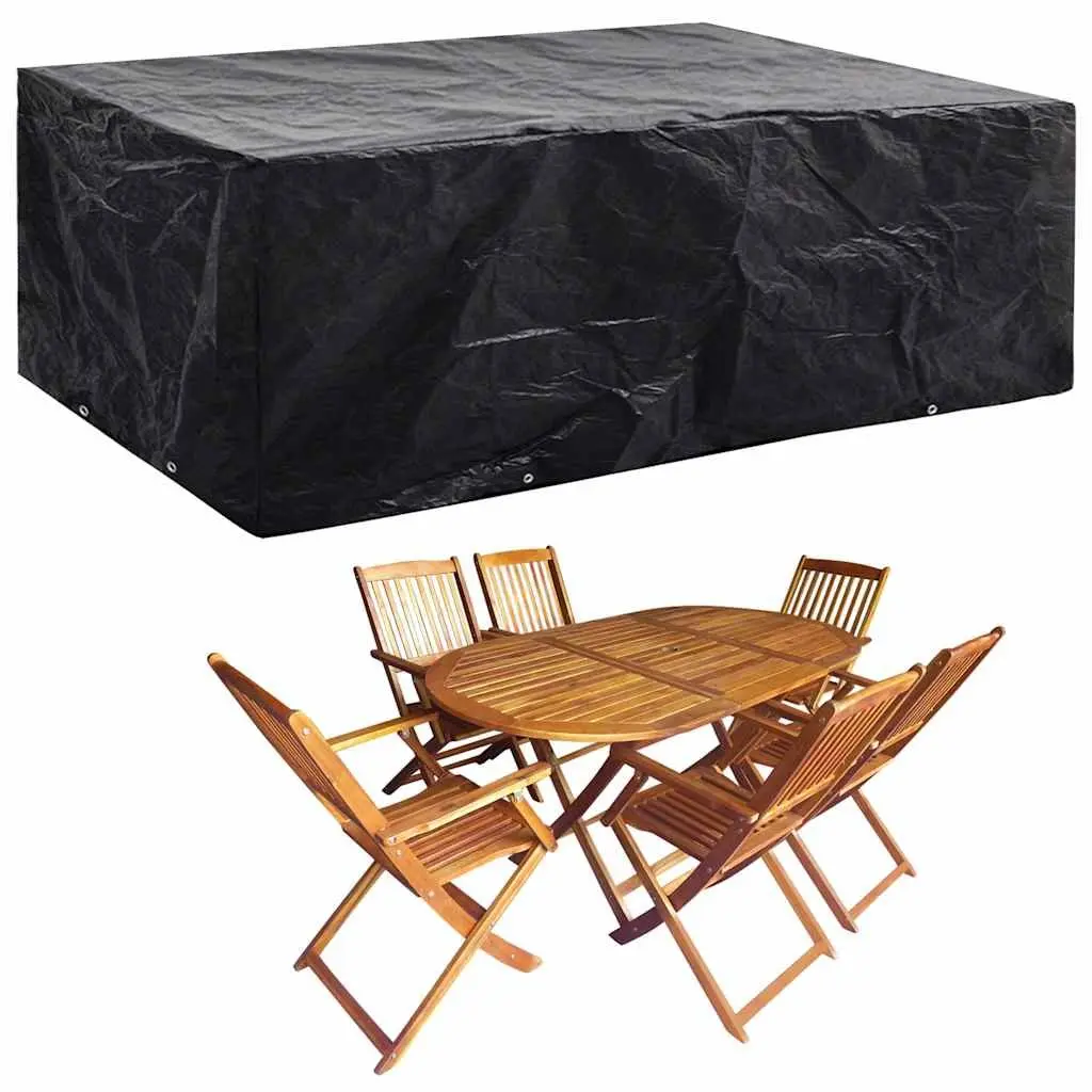 Garden Furniture Covers 2 Pieces Black Outdoor Protective Cover with Eyelets