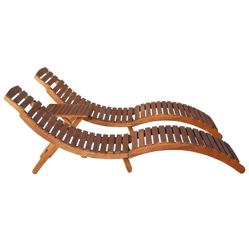 3-Piece Wooden Sun Lounger Set