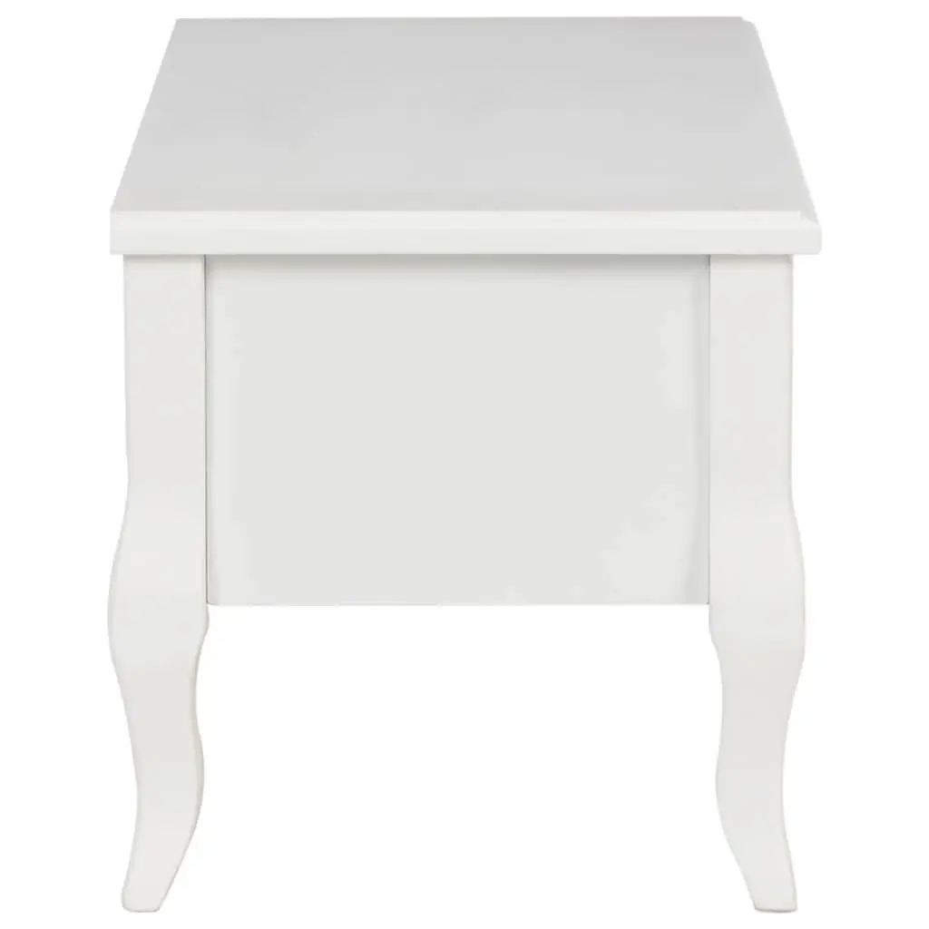 TV Cabinet White 100x35x35 cm Wood Storage Unit with 3 Drawers Living Room