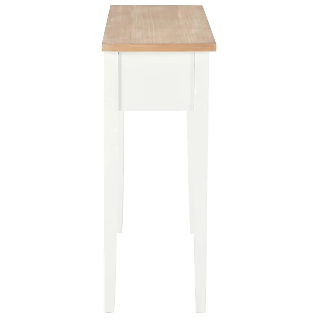 Console Table White Compact 2 Drawers Smooth Rolling Mechanism