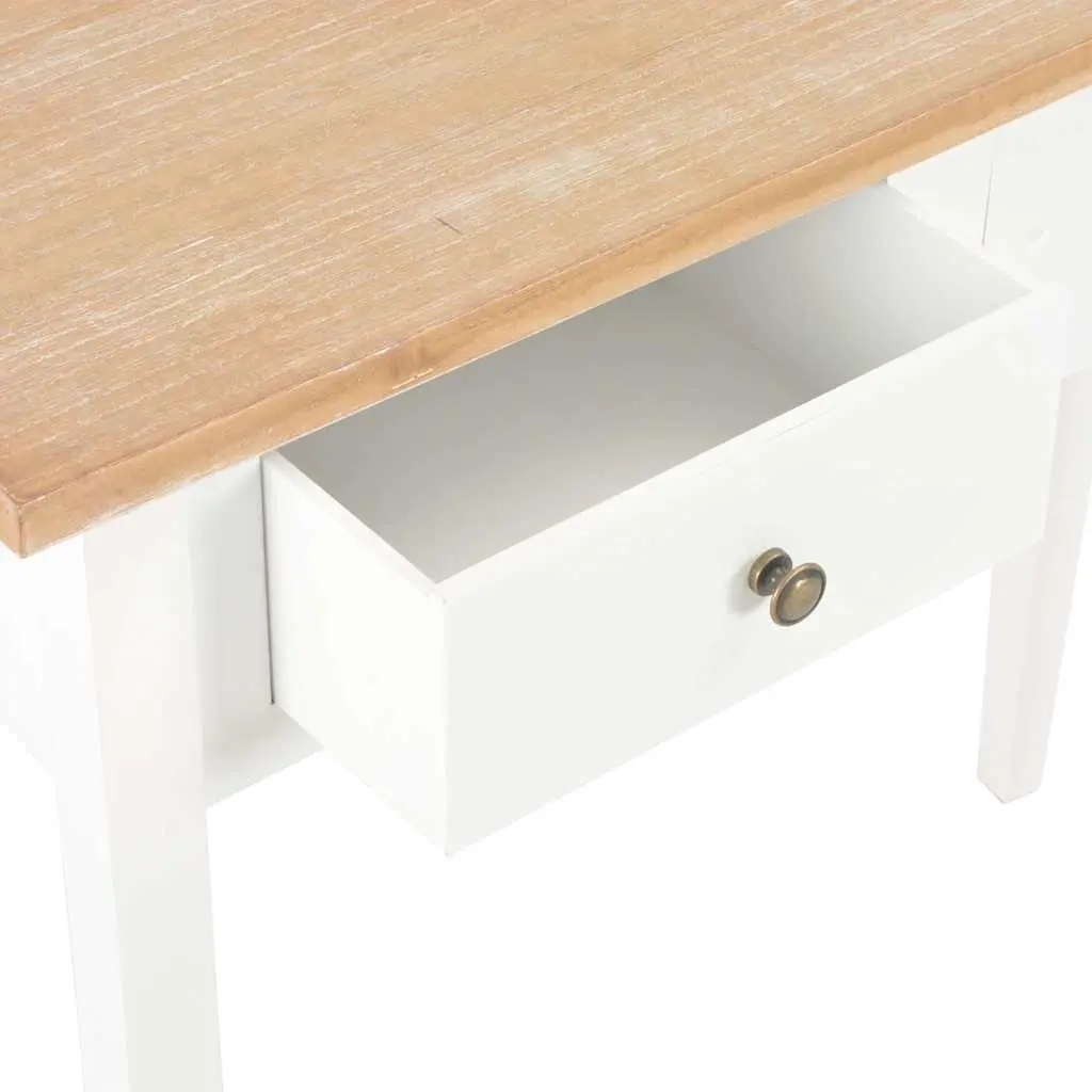Console Table White Compact 2 Drawers Smooth Rolling Mechanism