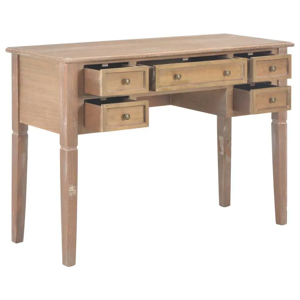 Writing Desk Brown 109.5 x 45 x 77.5 cm Five Large Drawers Spacious Desktop