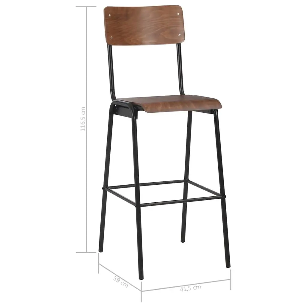 Bar Stools Brown 2 Piece Plywood Seat Stackable Kitchen Dining Chair