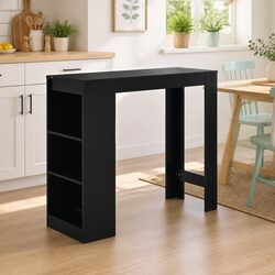 Smart Black Bar Table with Storage - Ideal for Your Space 110x50x103cm
