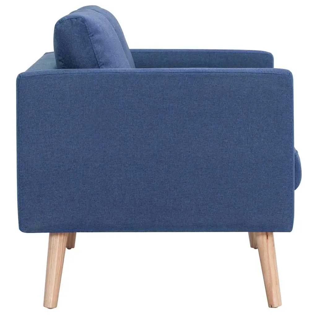 Blue Fabric 2-Seater Sofa Living Room Couch Thick Cushions Removable Covers Sturdy Frame