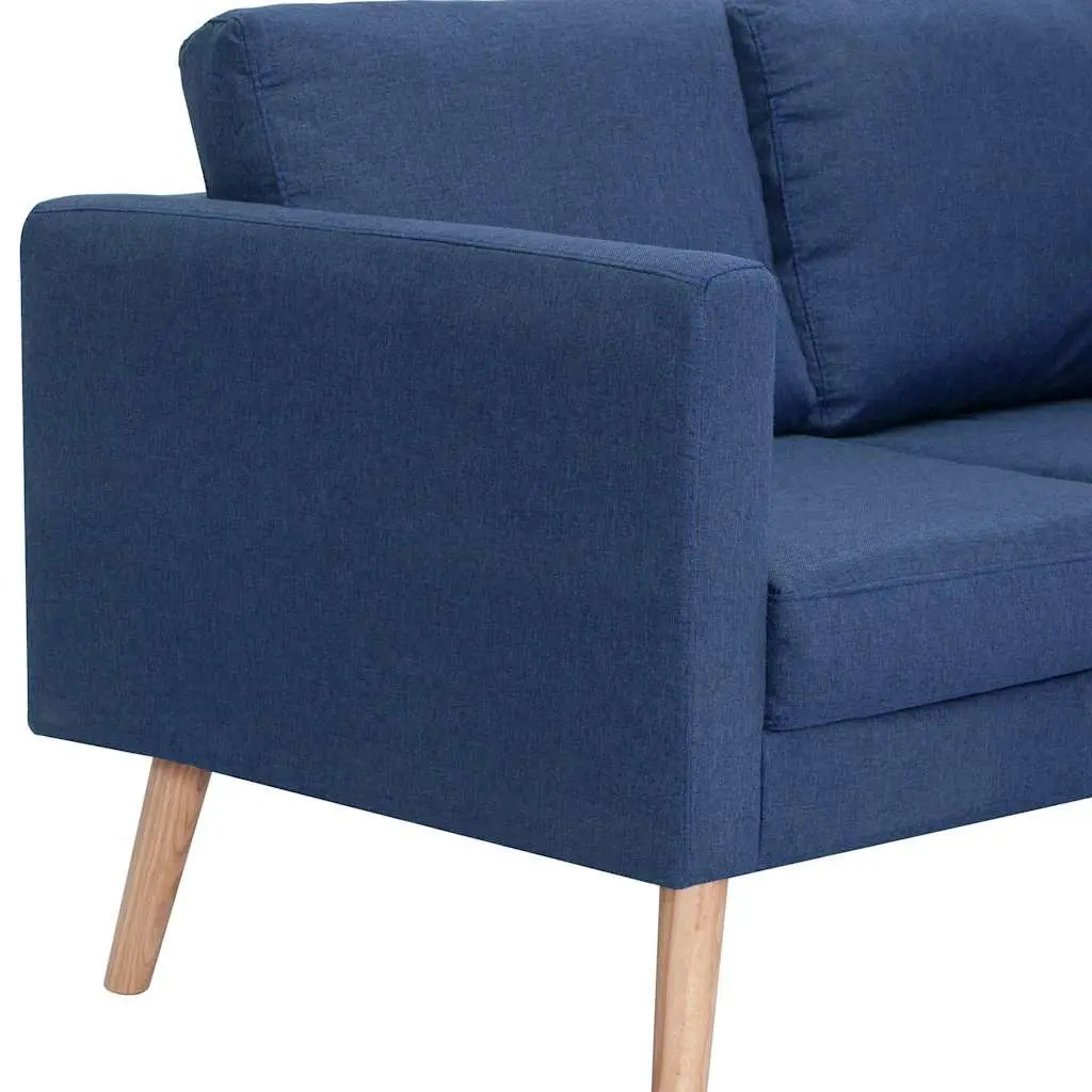 Blue Fabric 2-Seater Sofa Living Room Couch Thick Cushions Removable Covers Sturdy Frame