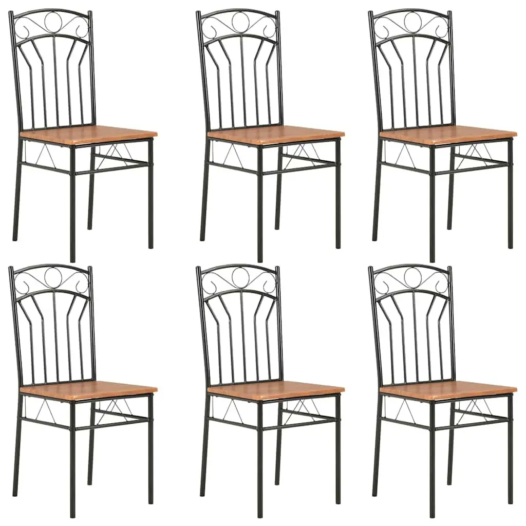 Set of 6 Brown Dining Chairs