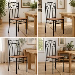 Compact and Stylish Brown Dining Chairs Set of 4
