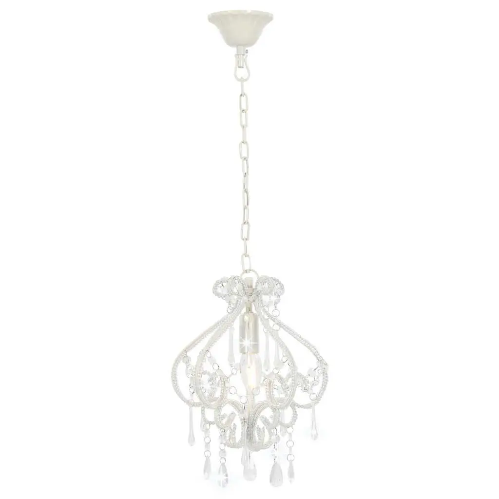 Ceiling Lamp White Round Beaded Flush Mount Light Fixture E14 24cm