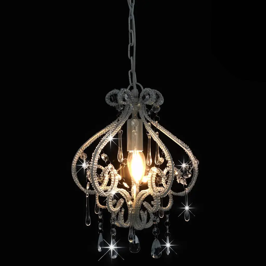 Ceiling Lamp White Round Beaded Flush Mount Light Fixture E14 24cm