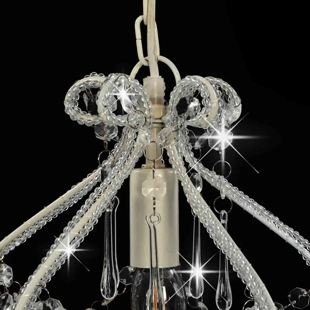 Ceiling Lamp White Round Beaded Flush Mount Light Fixture E14 24cm
