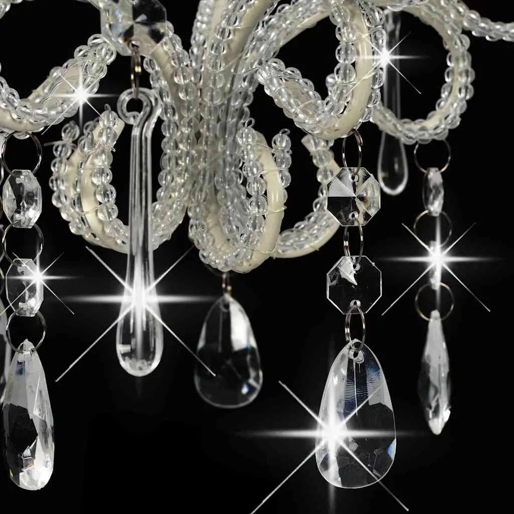 Ceiling Lamp White Round Beaded Flush Mount Light Fixture E14 24cm