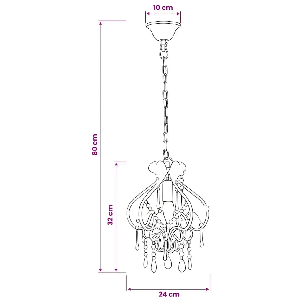 Ceiling Lamp White Round Beaded Flush Mount Light Fixture E14 24cm
