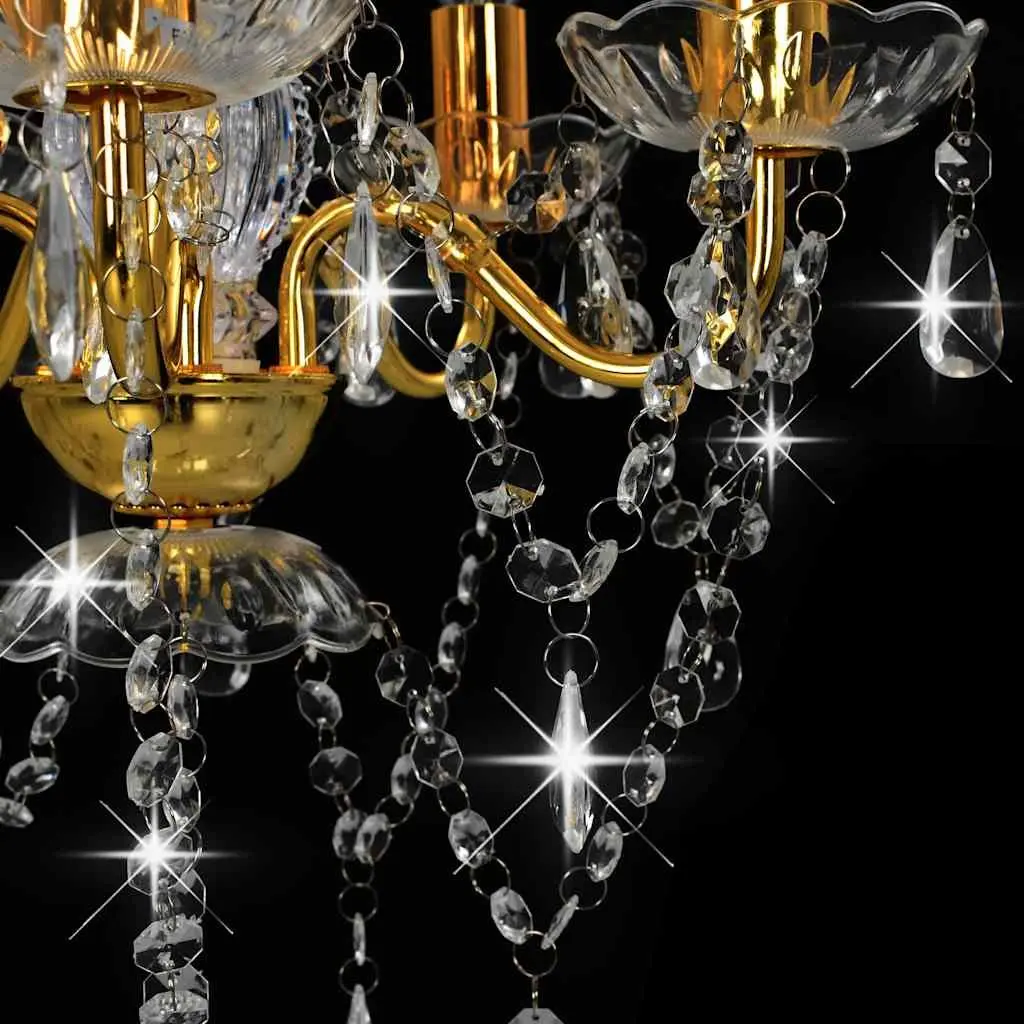 Chandelier Gold Round 5 Arm Crystal Beads Transparent Droplets