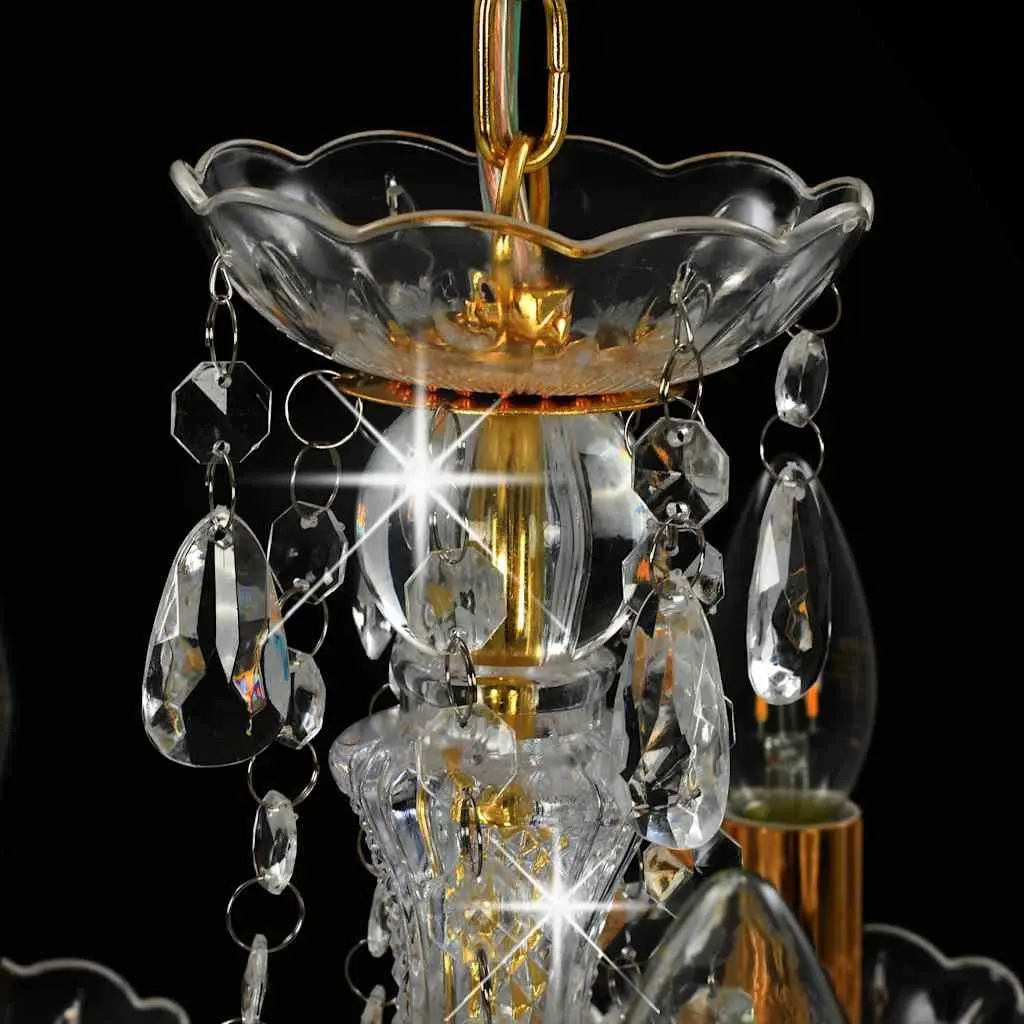 Chandelier Gold Round 5 Arm Crystal Beads Transparent Droplets