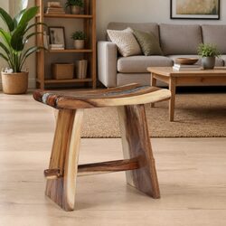 Stool with Solid Wood and Polyresin Finish