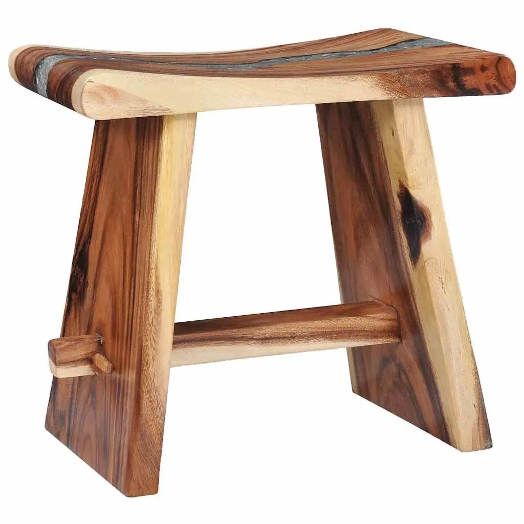 Solid Wood and Polyresin Stool Multicolour Compact Home Decor Side Table Plant