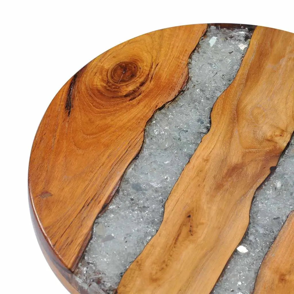 Coffee Table Multicolour 40x45cm Round Solid Teak Wood Mango Wood Polyresin