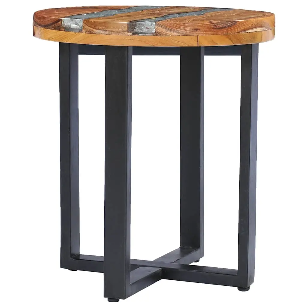 Coffee Table Multicolour 40x45cm Round Solid Teak Wood Mango Wood Polyresin