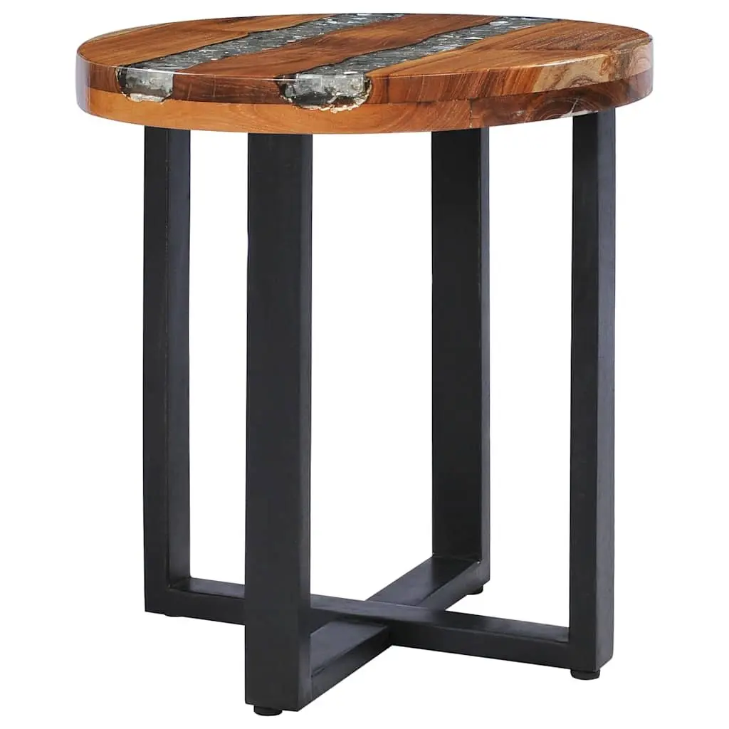 Coffee Table Multicolour 40x45cm Round Solid Teak Wood Mango Wood Polyresin