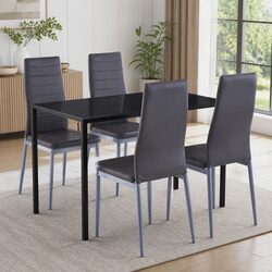 5-Piece Dining Set with Glass Top