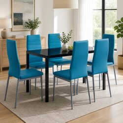 Concise 7-Piece Modern Dining Table and Chairs Set