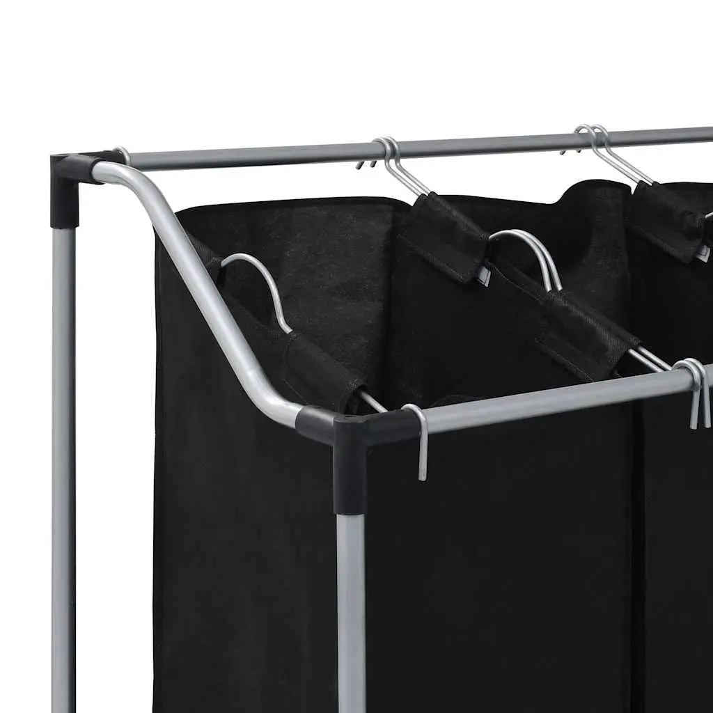 Laundry Sorter Black 3 Bags Steel Frame Wheels Handles Utility Room Organizer