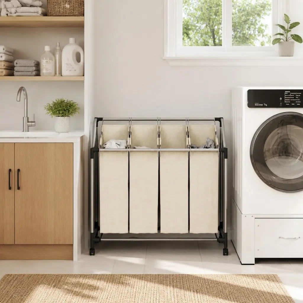 Laundry Sorter with 4 Bags and Wheels