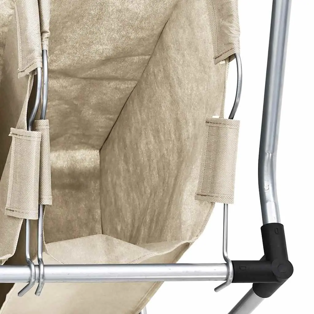 Laundry Sorter Cream 4 Bags Steel Frame Wheels Handles Dirty Clothes Organizer