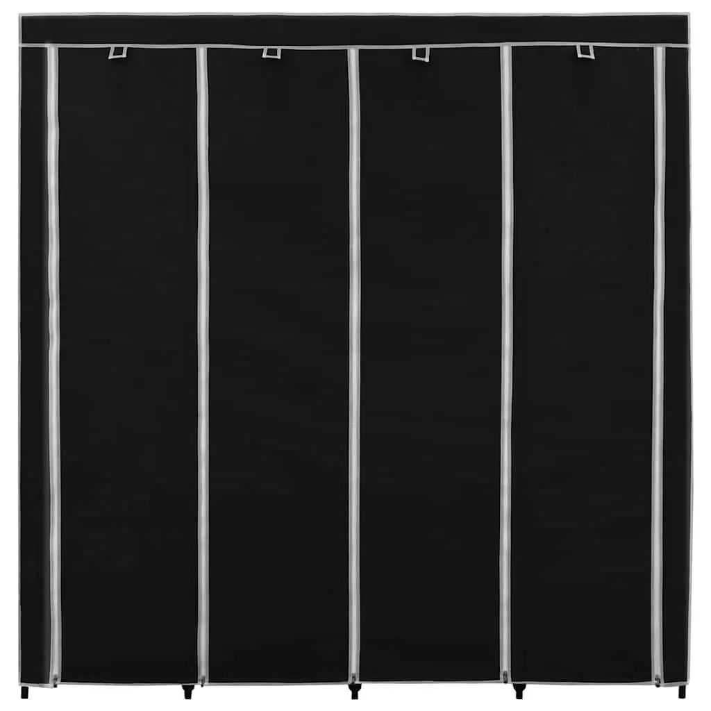 Wardrobe Storage Cabinet Black 175x45x170cm Four Compartments Clothes Organiser