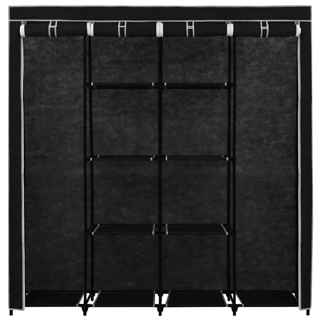 Wardrobe Storage Cabinet Black 175x45x170cm Four Compartments Clothes Organiser