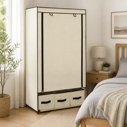 Compact Cream Portable Closet - Organize with Ease