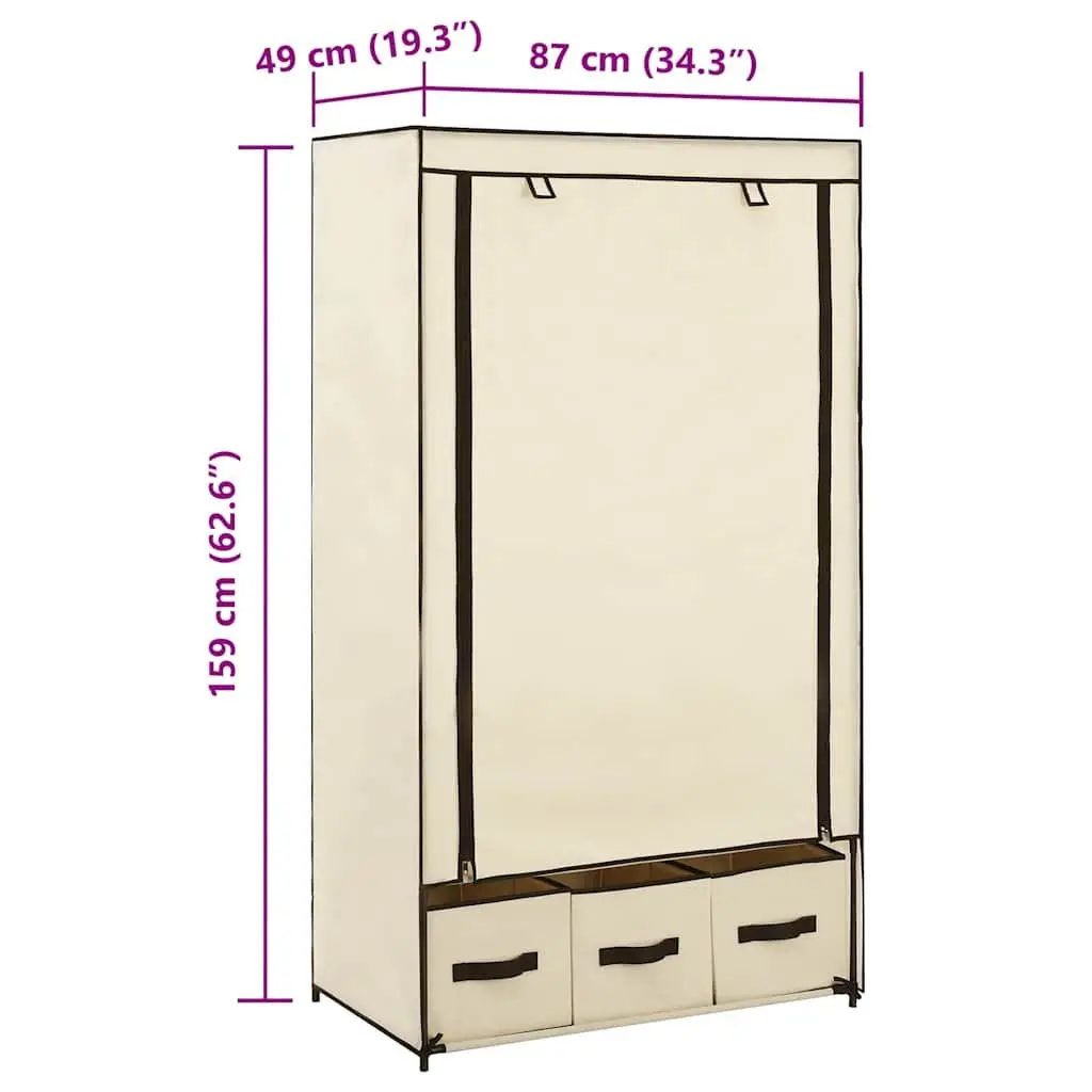 Fabric Wardrobe Cream Portable Closet Storage Cabinet Collapsible Bedroom
