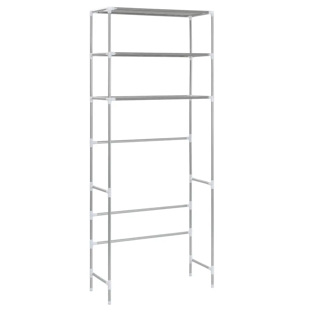 3-Tier Storage Rack Silver 69x28x169cm Over Laundry Machine Bathroom Organiser