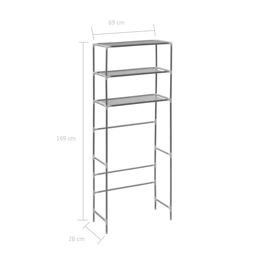 3-Tier Storage Rack Silver 69x28x169cm Over Laundry Machine Bathroom Organiser