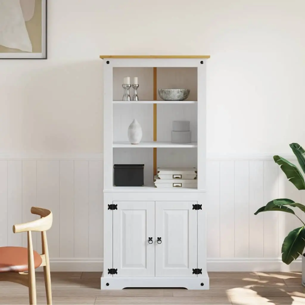 Storage Cabinet White Mexican Pine Cupboard Open Shelves Display Unit