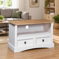 Compact and Solid White TV Cabinet for Living Spaces