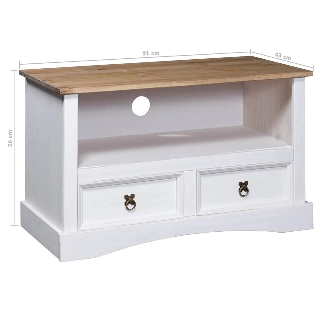 TV Cabinet White 91x43x56cm Wooden Storage Unit Living Room Furniture
