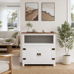 Compact White Mexican TV Cabinet for Entertainment Areas