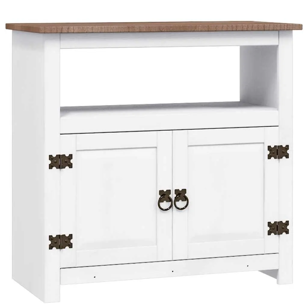TV Cabinet White Mexican Style Entertainment Unit with 1 Cabinet Compartment and 1 Shelf