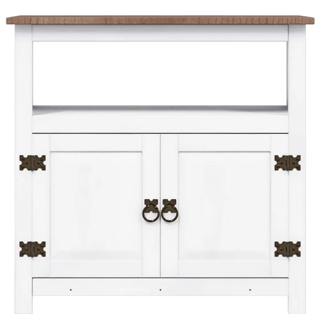 TV Cabinet White Mexican Style Entertainment Unit with 1 Cabinet Compartment and 1 Shelf