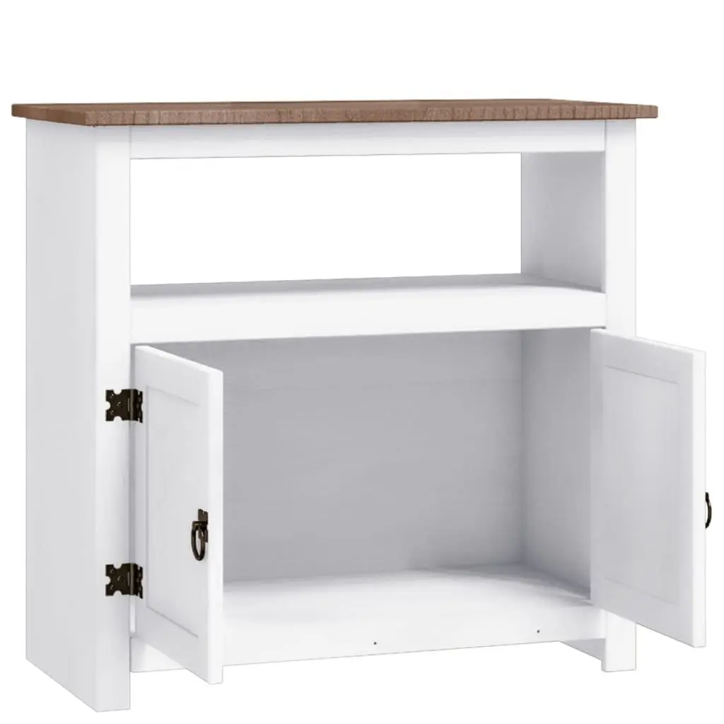 TV Cabinet White Mexican Style Entertainment Unit with 1 Cabinet Compartment and 1 Shelf