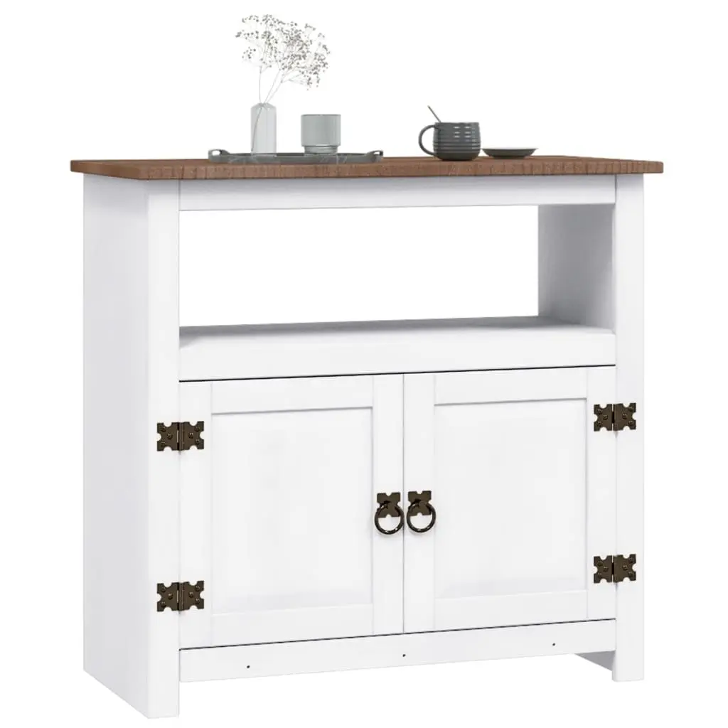 TV Cabinet White Mexican Style Entertainment Unit with 1 Cabinet Compartment and 1 Shelf